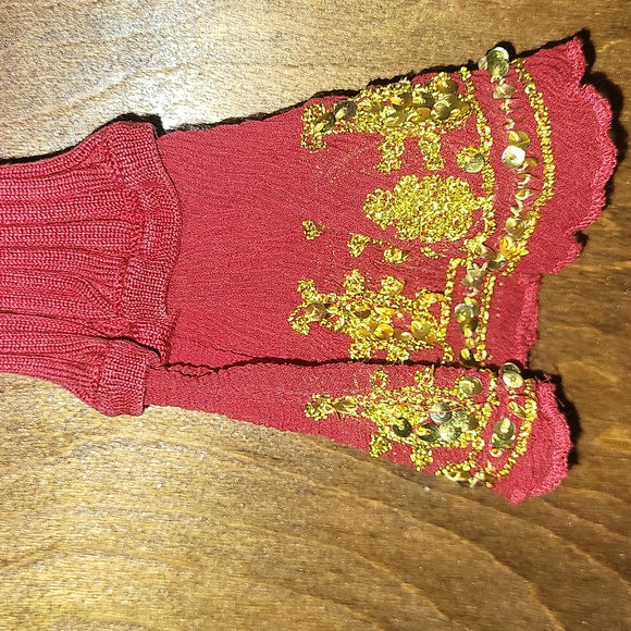 Silk Blend Ribbed Top w/ gold accents S - Picture 7 of 8